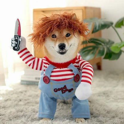 Dog Cat Pet Funny Costume Chucky Deadly Doll Cosplay Party Fancy Festival Cloth Cat Clothes