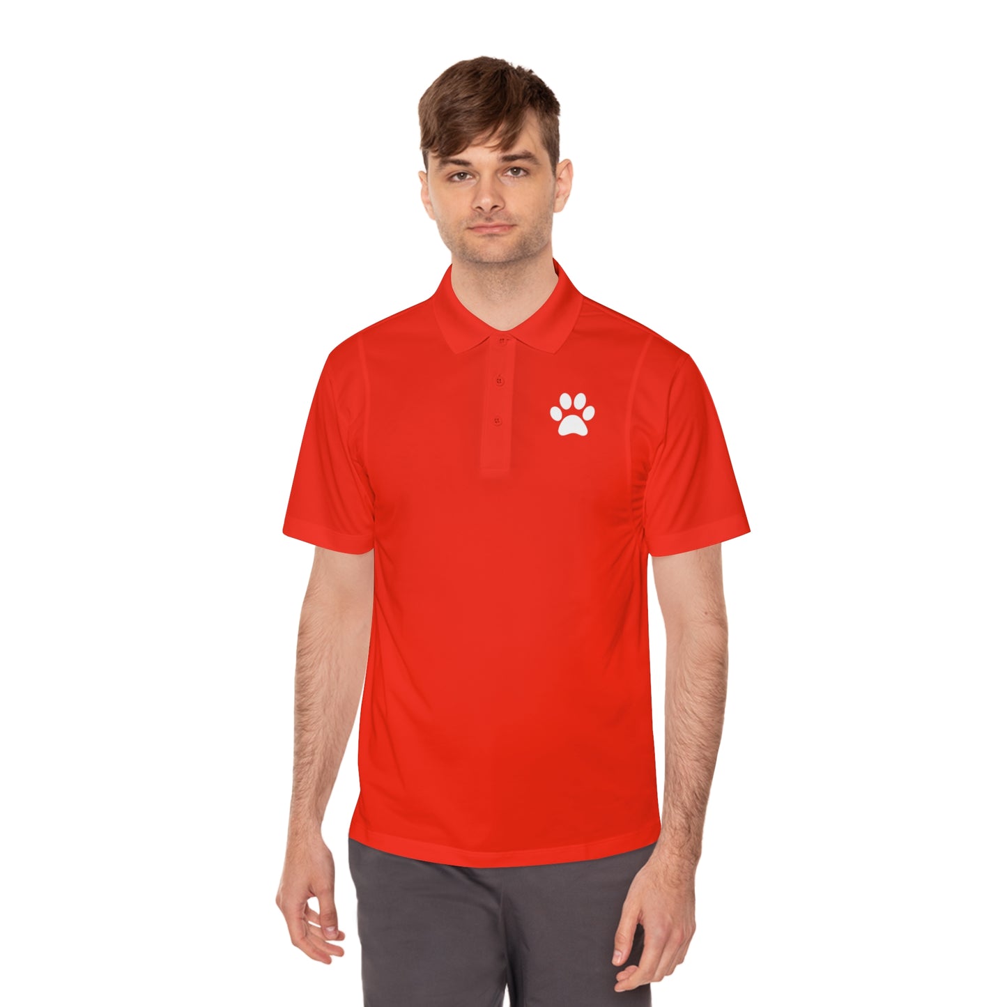 "Paws for Attention: Cat Paw Single Men's Sport Polo Shirt - Sporty Style with a Feline Flair!"