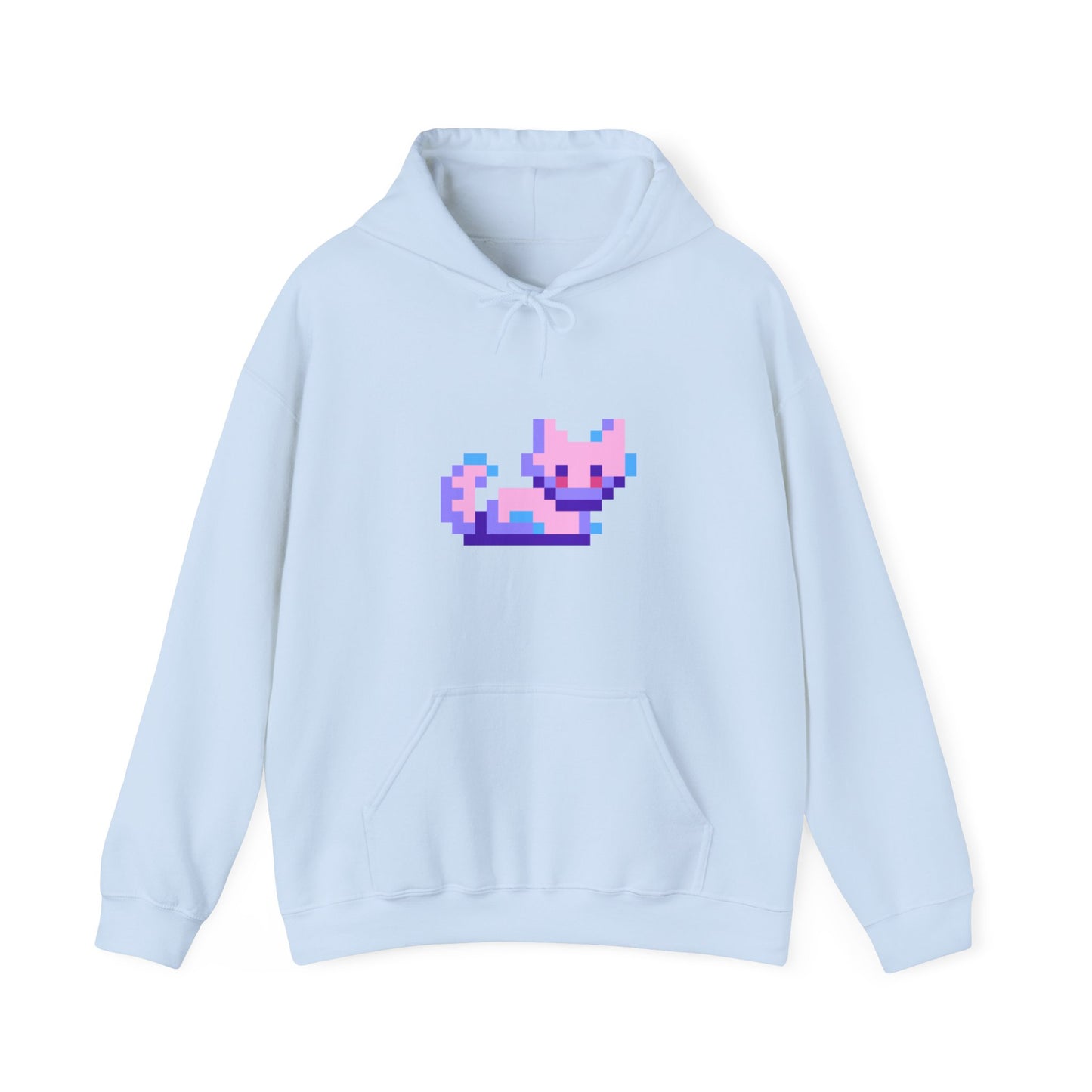 "Glitch Cat Coolness: Unisex Heavy Blend™ Hooded Sweatshirt - Add a Digital Twist to Your Feline Fashion!"