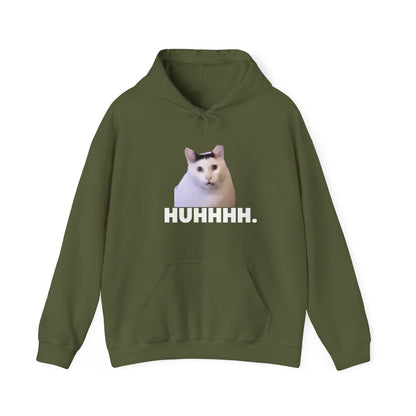 "HUH CAT Coolness: Unisex Heavy Blend™ Hooded Sweatshirt - Express Your Puzzled Purrfection in Style!"