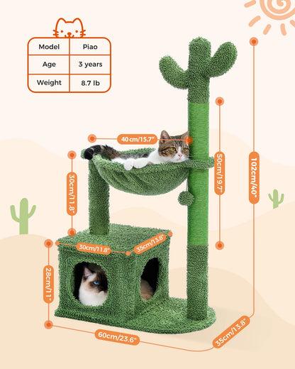 Free Shipping Cactus Cat Tree with Condo Hammock Scratching Post for Cat Bed Cat Tower Scratcher Cat Accessories Pet Cat Toys