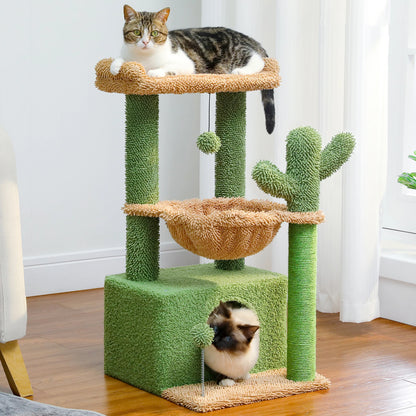 Fast Delivery Cactus Cat Tree with Condo Hammock Cat Tower Scratching Post for Kitten Bed Scratcher Cat Accessories Pet Cat Toys