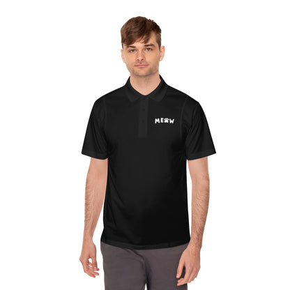 "Feline Fashion Forward: Meow Logo Men's Sport Polo Shirt - Showcase Your Love for Cats with Style!"