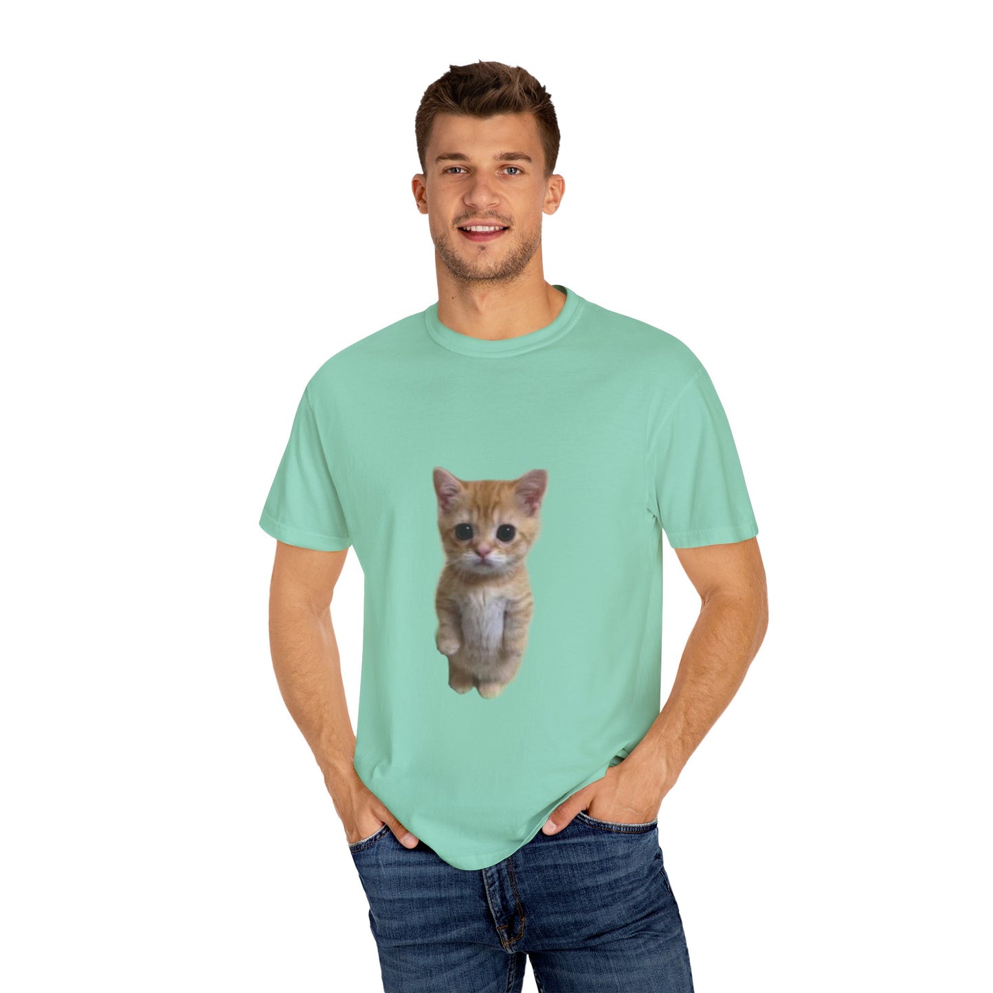 "Adorable Feline Charm: Cute Cat Unisex Garment-Dyed T-shirt - Wear Your Love for Cats in Style!"