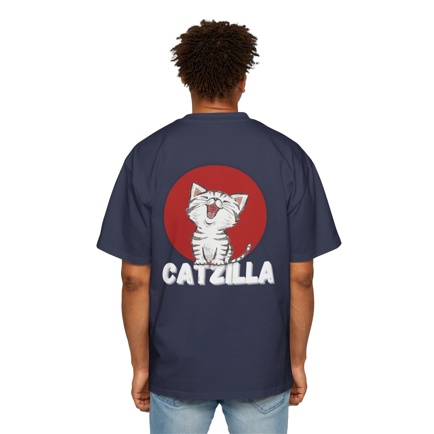 "Roar of Style: CATZILLA Men's Heavy Oversized Tee - Unleash Your Feline Fury with Fashion!"