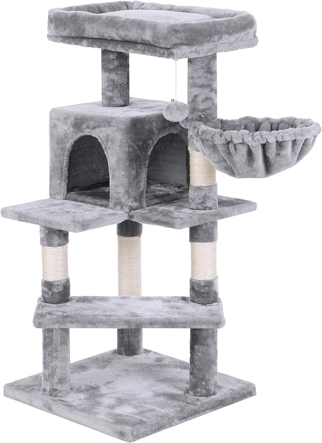 Cat Tree Tower with Top Plush Perch Multi-Level Cat Condo Sisal Scratching Posts, Cat Play House Activity Center Cat Furniture MMJ12L