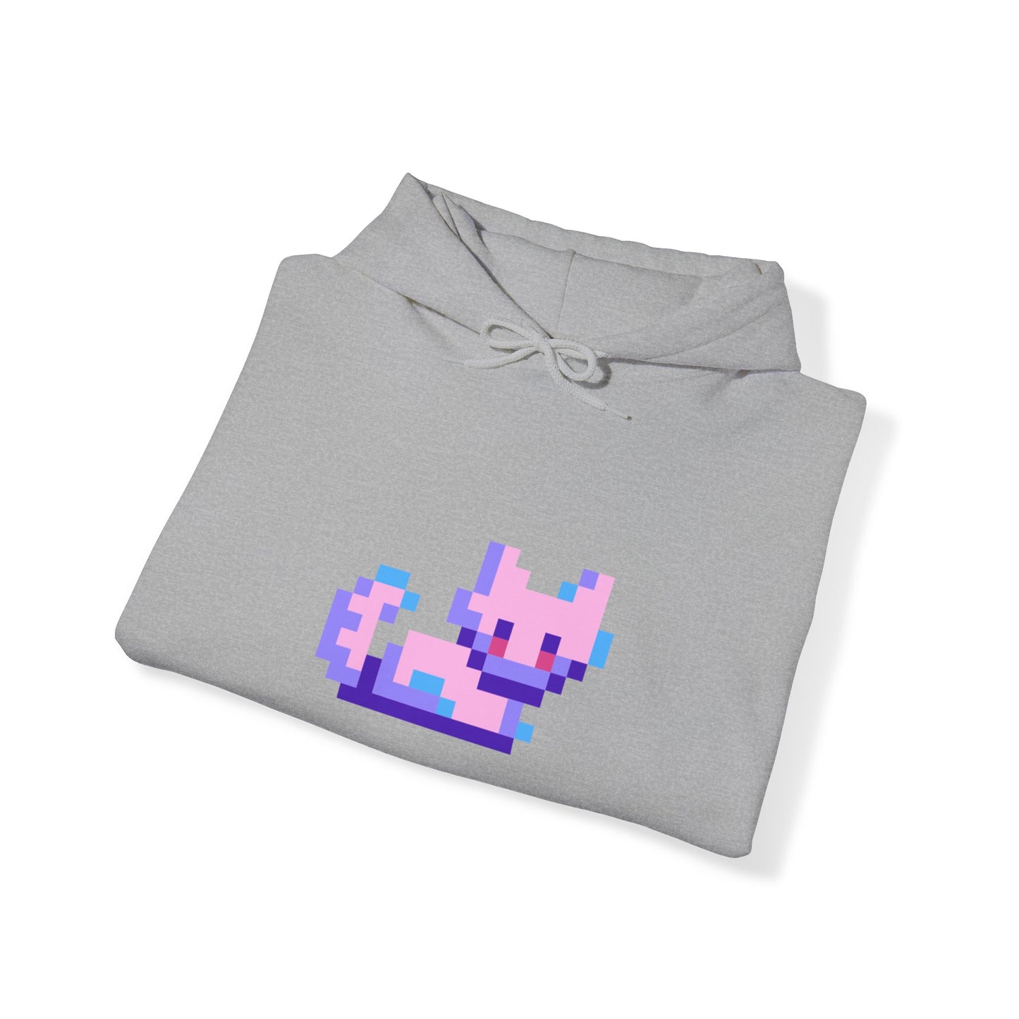 "Glitch Cat Coolness: Unisex Heavy Blend™ Hooded Sweatshirt - Add a Digital Twist to Your Feline Fashion!"