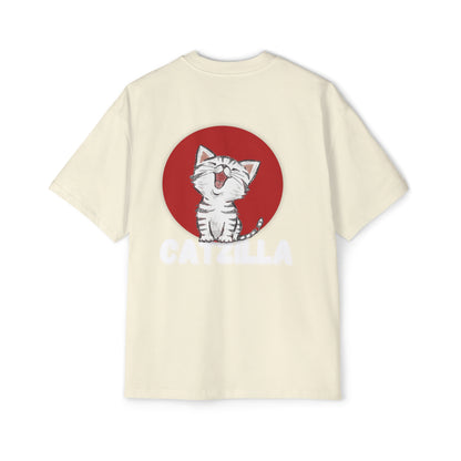 "Roar of Style: CATZILLA Men's Heavy Oversized Tee - Unleash Your Feline Fury with Fashion!"