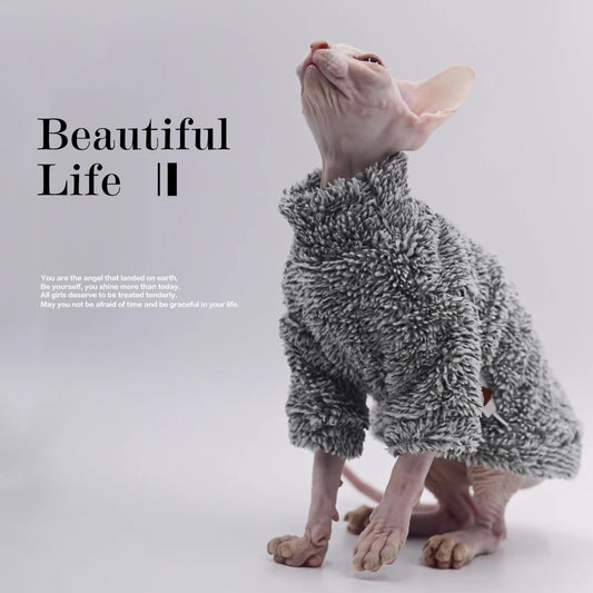 DUOMASUMI Super Cool Cat Outfits Autumn Winter Warm Wearing Hairless Cat Apparel Clothing Sphynx Cat Clothes