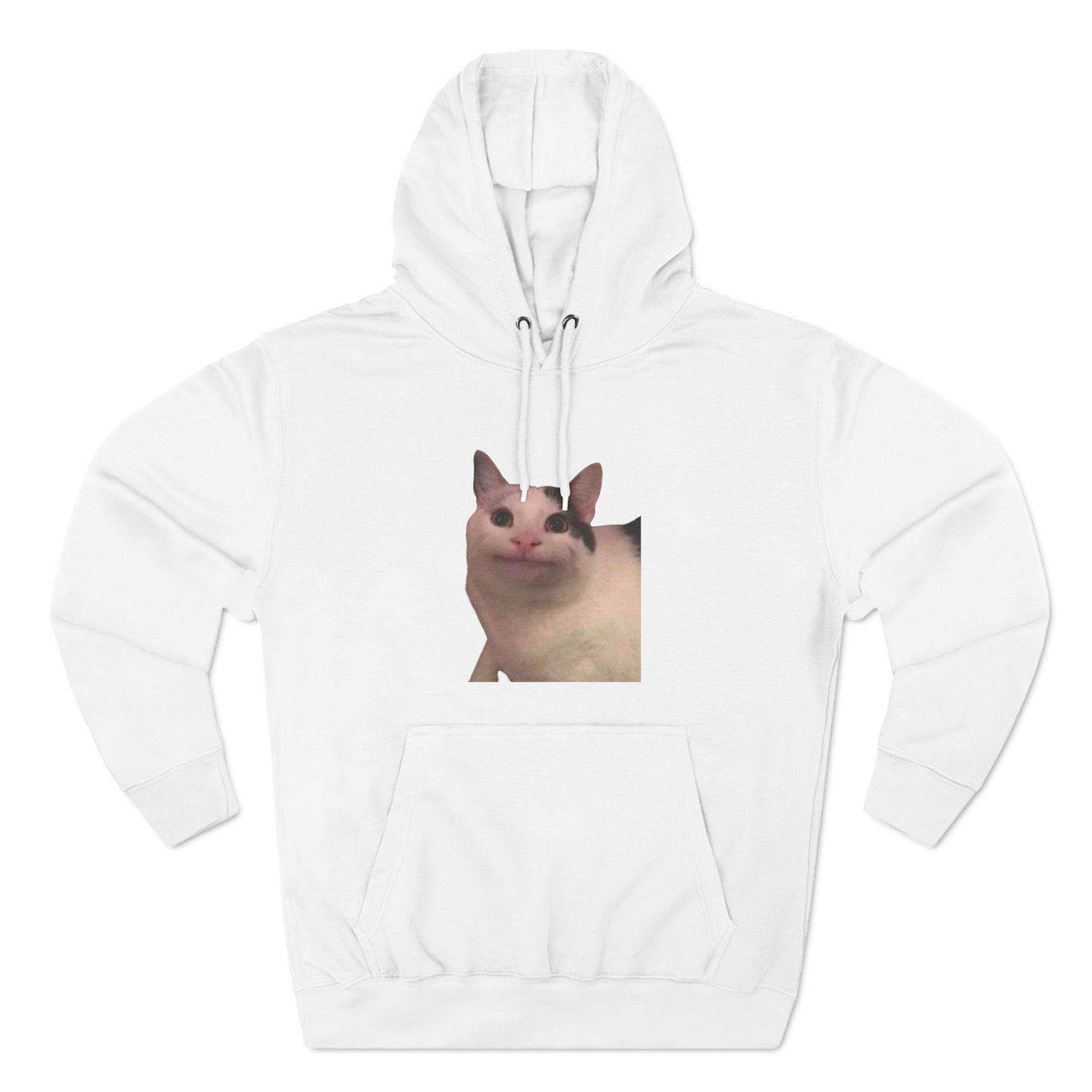 "Silly Cat Charm: Three-Panel Fleece Hoodie - Stay Cozy with Playful Feline Vibes!"