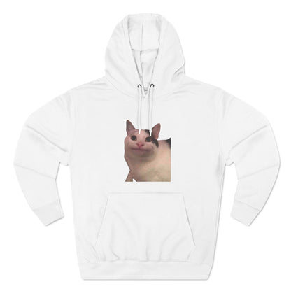 "Silly Cat Charm: Three-Panel Fleece Hoodie - Stay Cozy with Playful Feline Vibes!"