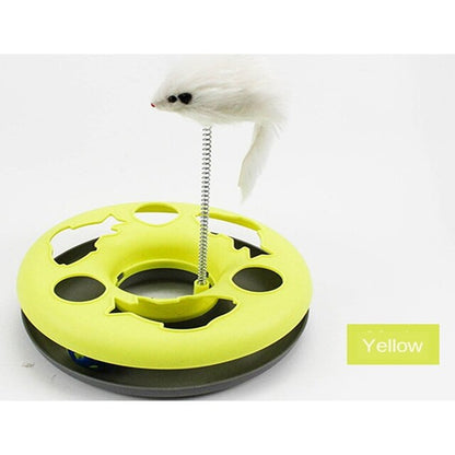 Funny Cat Toys Interactive Pet Cat Toy Disc Cat Toys Mouse Cat Toys Mouse Crazy Ball Training Amusement Plate Cat Toy Feather