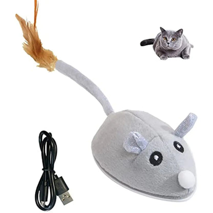 Automatic Cat Toys with Feather Wand , Interactive Cat Toys Mice for Indoor Cats/Kittens , Smart Sensing Mouse Cat Toys