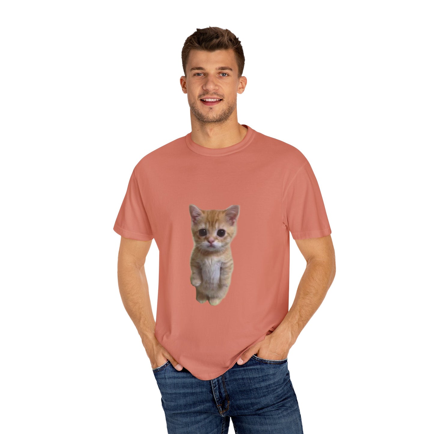 "Adorable Feline Charm: Cute Cat Unisex Garment-Dyed T-shirt - Wear Your Love for Cats in Style!"