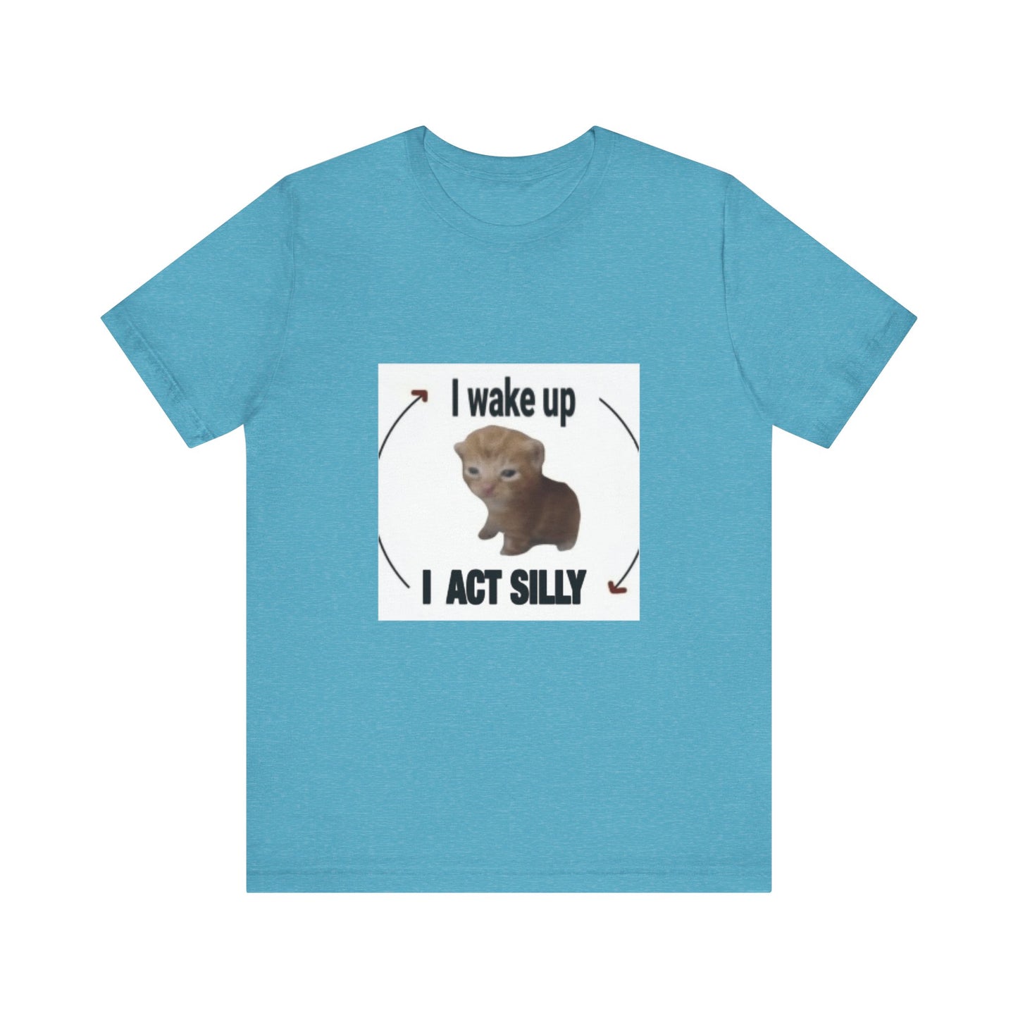 "Rise and Shine with Silly Cat: Unisex Jersey Short Sleeve Tee - Start Your Day with Feline Fun!"