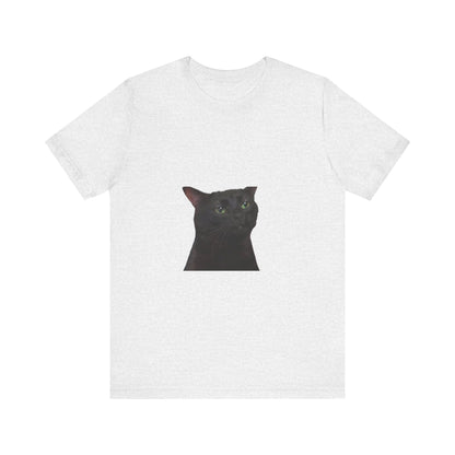 "Expressive Elegance: Sad Cat Unisex Jersey Short Sleeve Tee - Wear Your Emotions with Feline Grace!"