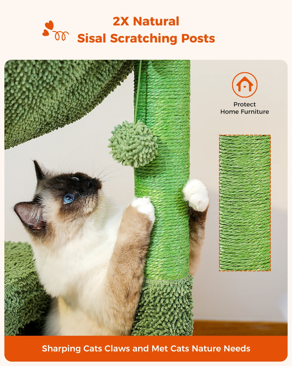 Free Shipping Cactus Cat Tree with Condo Hammock Scratching Post for Cat Bed Cat Tower Scratcher Cat Accessories Pet Cat Toys