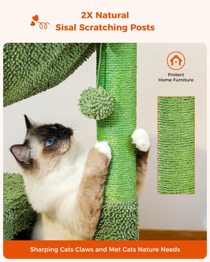 Free Shipping Cactus Cat Tree with Condo Hammock Scratching Post for Cat Bed Cat Tower Scratcher Cat Accessories Pet Cat Toys