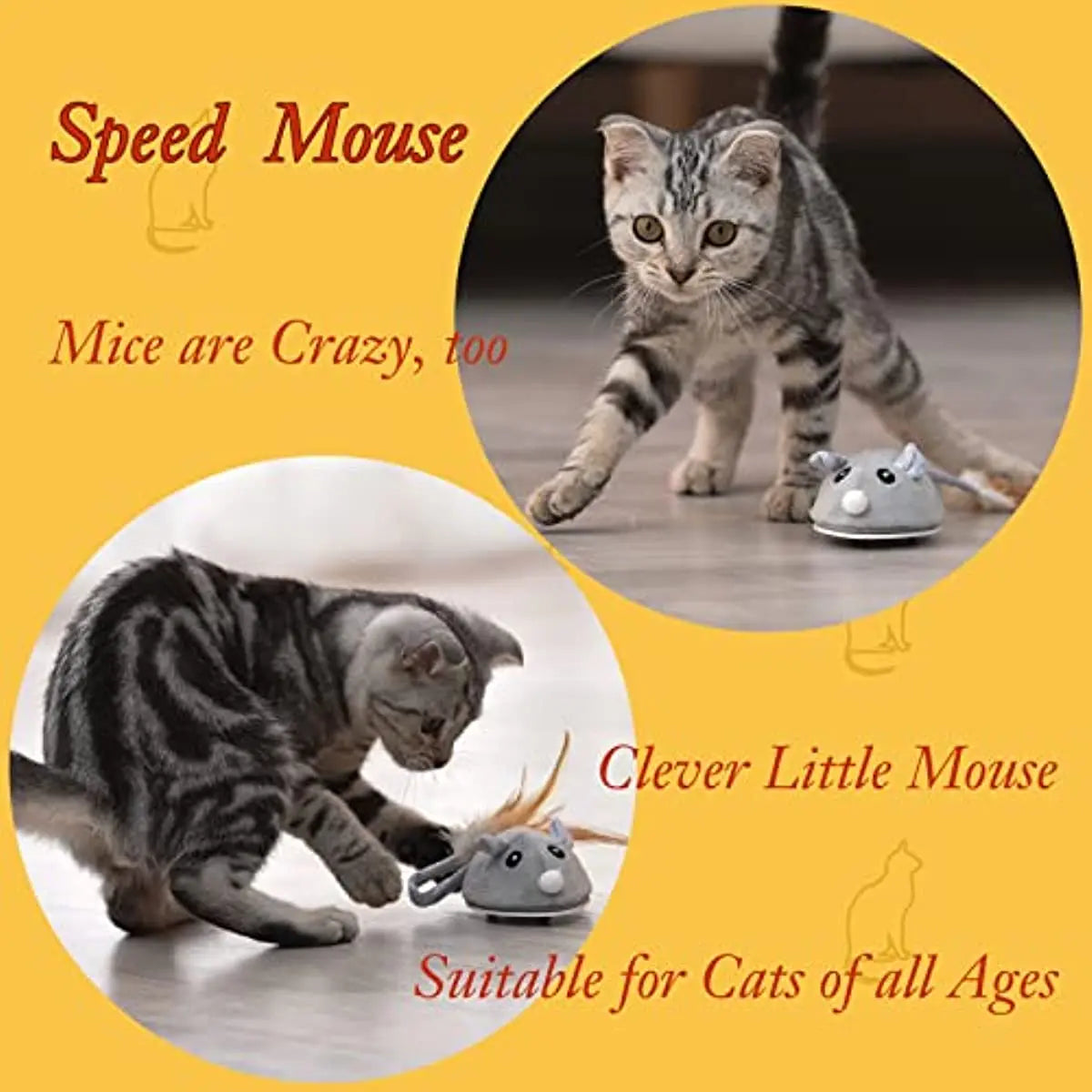 Automatic Cat Toys with Feather Wand , Interactive Cat Toys Mice for Indoor Cats/Kittens , Smart Sensing Mouse Cat Toys