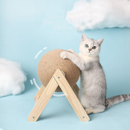 Cat Toys Wooden Scratcher Board Cat Scratching Ball Cat Grinding Paws Toys Sisal Rope Ball Cat Interactive Play Toy Cat Supply