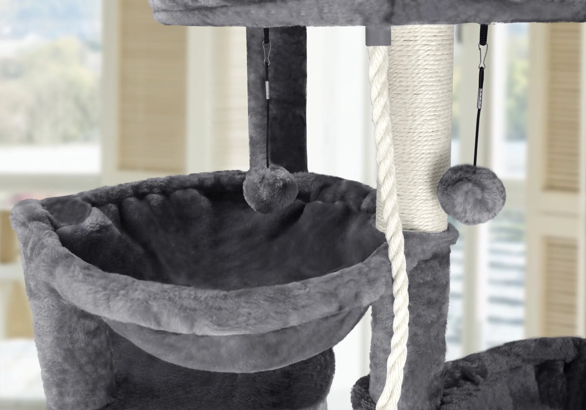 Cat Tree Cat Tower with Scratching Posts, Activity Centre Climbing Tree Cat Furniture with Cat Condo and Two Hammocks, Grey