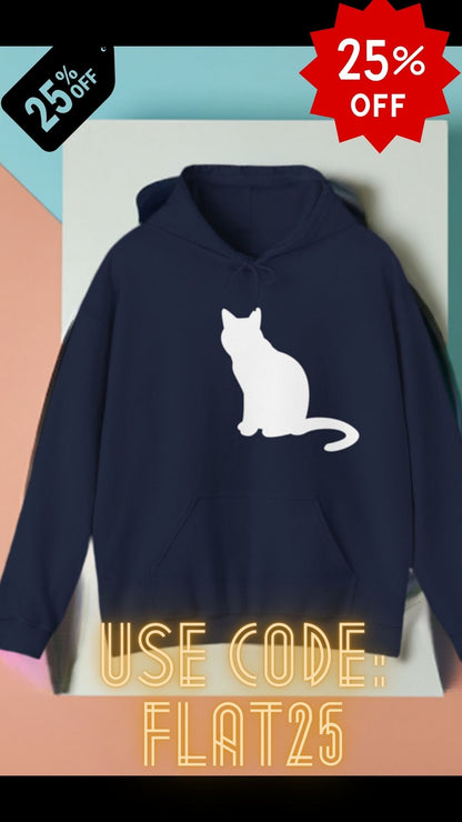 "Classic Cat Comfort: Plain White Cat Unisex Heavy Blend™ Hooded Sweatshirt - Timeless Style for Feline Enthusiasts!"