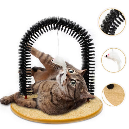 Cat Toys Arch Self Groomer Cat Massager,Cat Hair Brush for Grooming with Sturdy Cat Scratching Pad and Catnip Toy,Cat Face Scratchers,Durable Brusher,Cat Rubbing Post & Scratcher