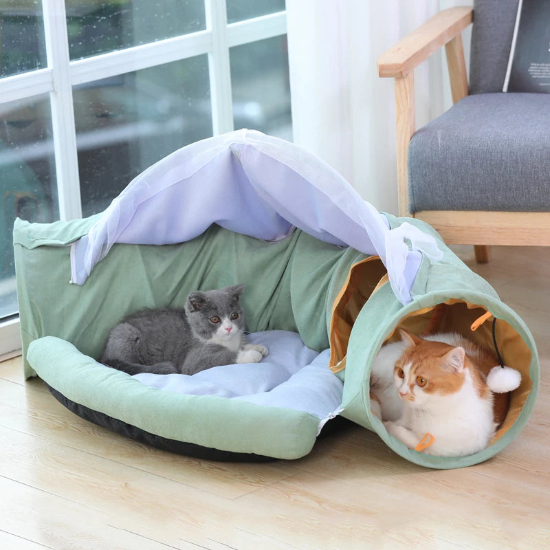 Hoopet Foldable Pet Cat Playing Tunnel Interactive Cat Puppy Toys Soft All Season Cat Tent Bed Cat House with Ball