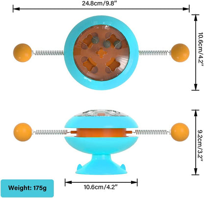 Interactive Rotary Cat Toy, Spinning Top Cat Toy Turntable with 3 Catnip 2 Spring Balls, Windmill Cat Toys for Indoor Cats Interactive (Blue)