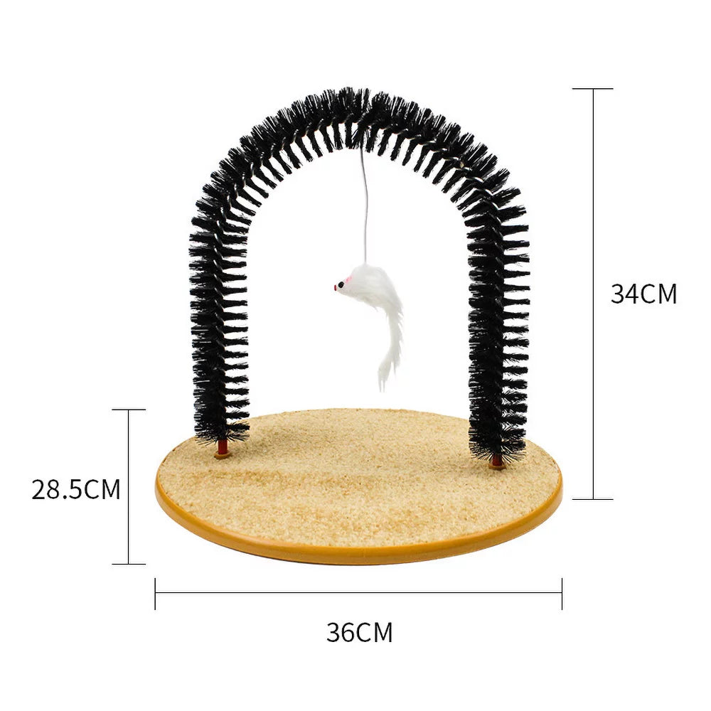 Cat Toys Arch Self Groomer Cat Massager,Cat Hair Brush for Grooming with Sturdy Cat Scratching Pad and Catnip Toy,Cat Face Scratchers,Durable Brusher,Cat Rubbing Post & Scratcher