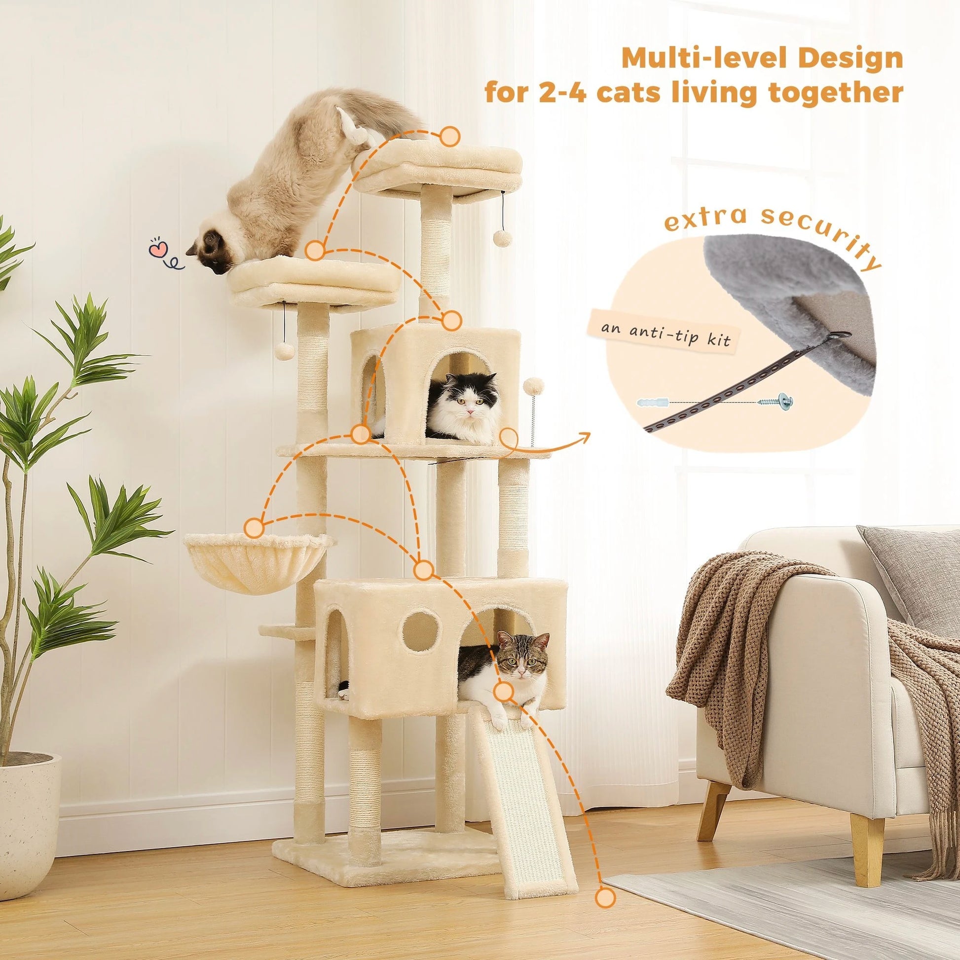 Free Shipping Cat Tree Tower with Scratching Posts Large Cat Scratcher Cat Condo Cat Accessories Pet Beds and Furniture Cat Toys