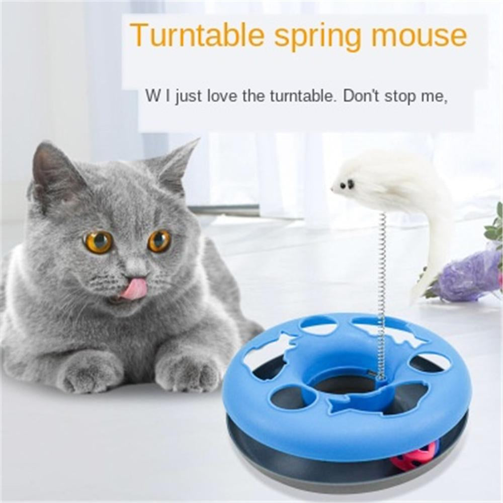 Funny Cat Toys Interactive Pet Cat Toy Disc Cat Toys Mouse Cat Toys Mouse Crazy Ball Training Amusement Plate Cat Toy Feather