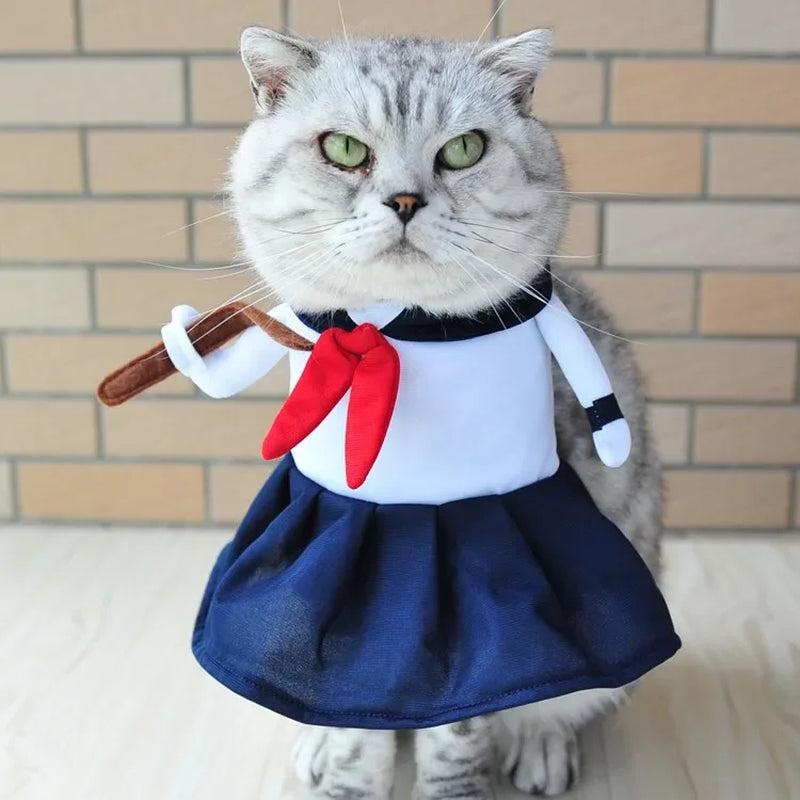 Cat Clothes, Japanese High School Uniform Inspired Cat Attire, Cat Costume (A3436)