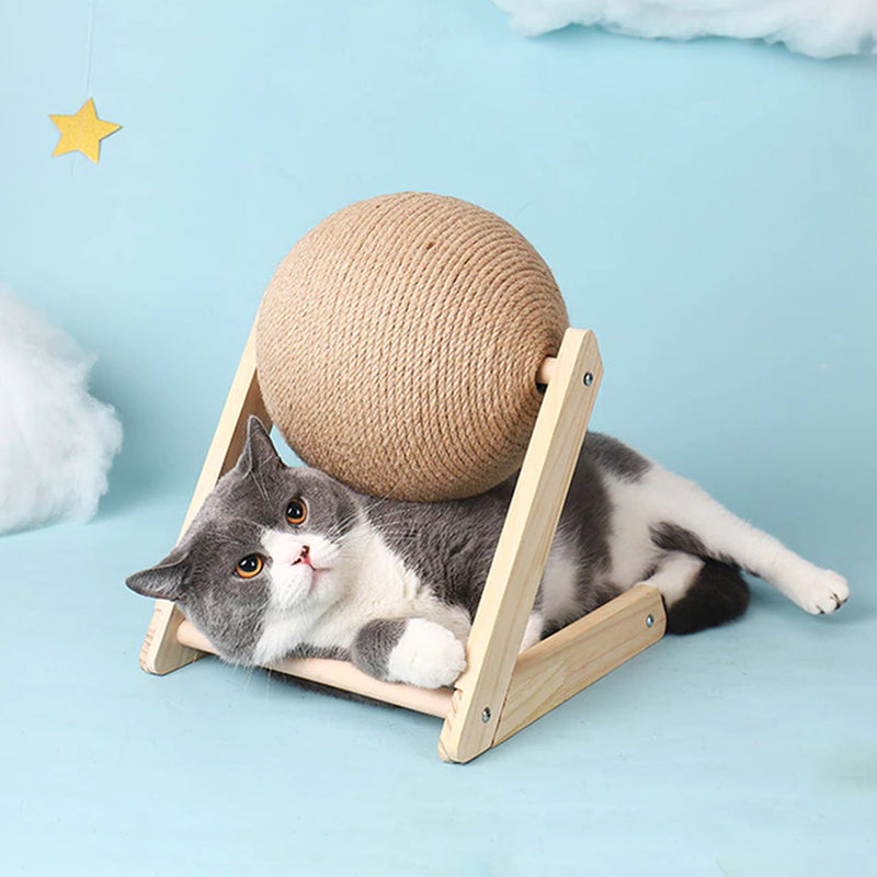 Cat Toys Wooden Scratcher Board Cat Scratching Ball Cat Grinding Paws Toys Sisal Rope Ball Cat Interactive Play Toy Cat Supply