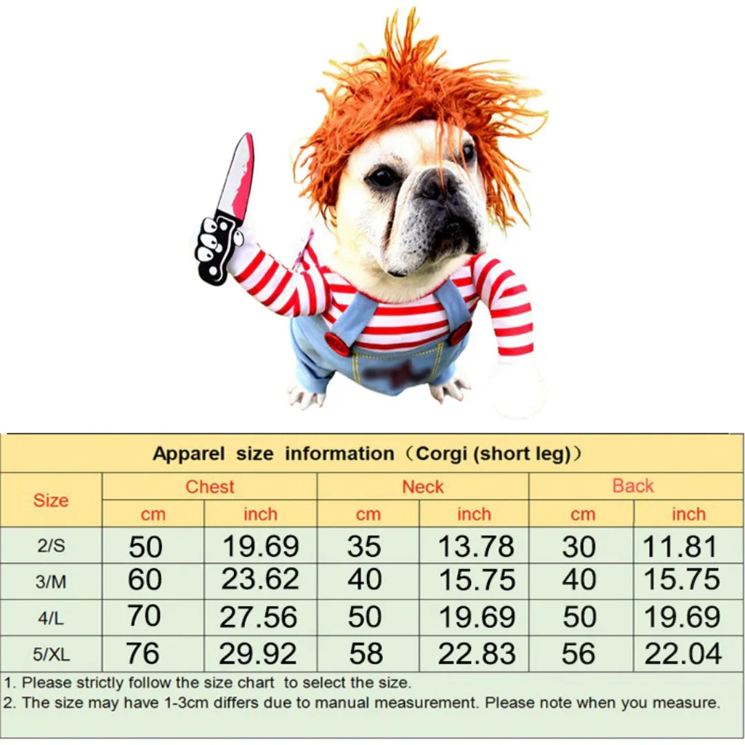 Dog Cat Pet Funny Costume Chucky Deadly Doll Cosplay Party Fancy Festival Cloth Cat Clothes