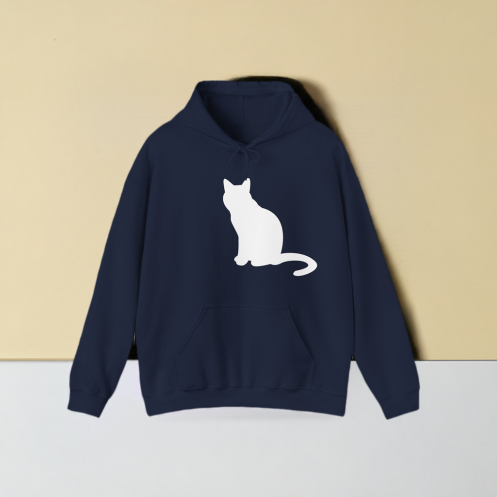 "Classic Cat Comfort: Plain White Cat Unisex Heavy Blend™ Hooded Sweatshirt - Timeless Style for Feline Enthusiasts!"