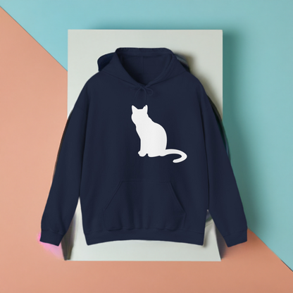 "Classic Cat Comfort: Plain White Cat Unisex Heavy Blend™ Hooded Sweatshirt - Timeless Style for Feline Enthusiasts!"