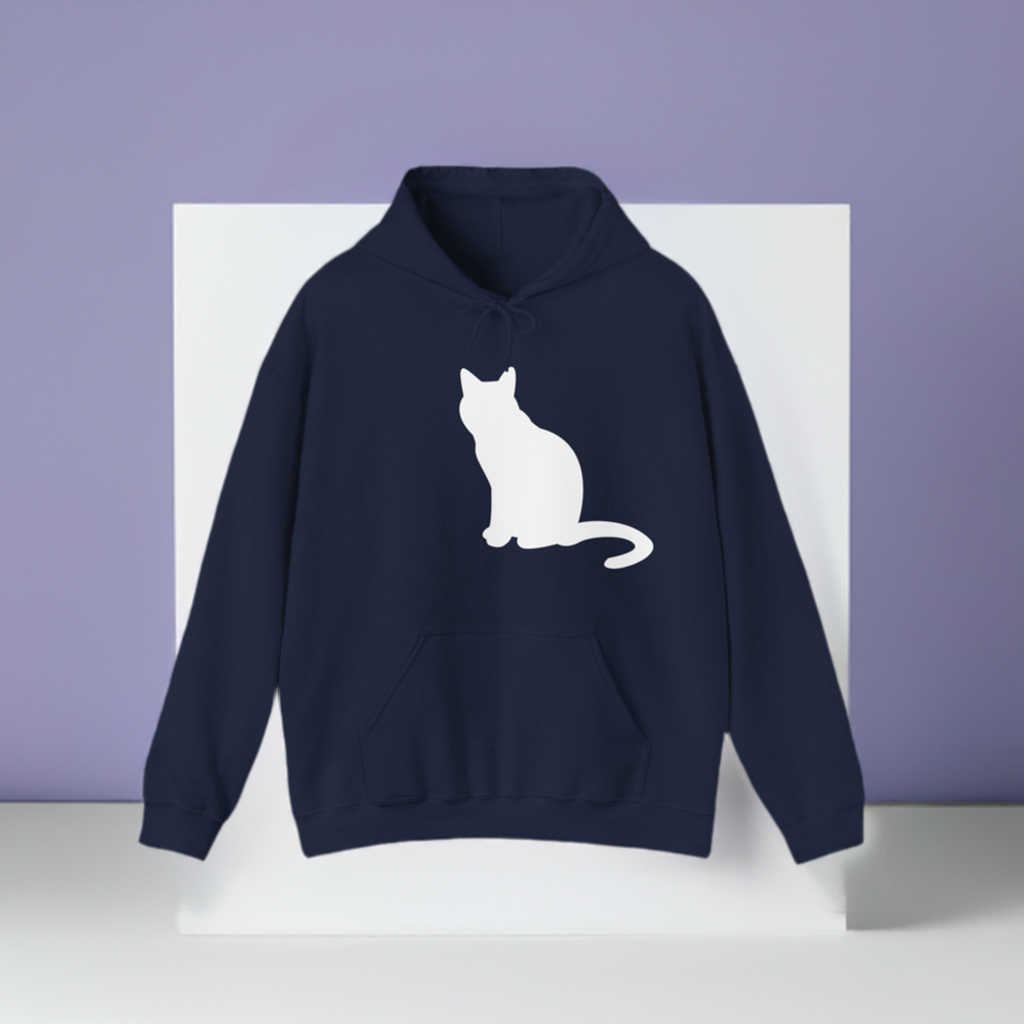 "Classic Cat Comfort: Plain White Cat Unisex Heavy Blend™ Hooded Sweatshirt - Timeless Style for Feline Enthusiasts!"