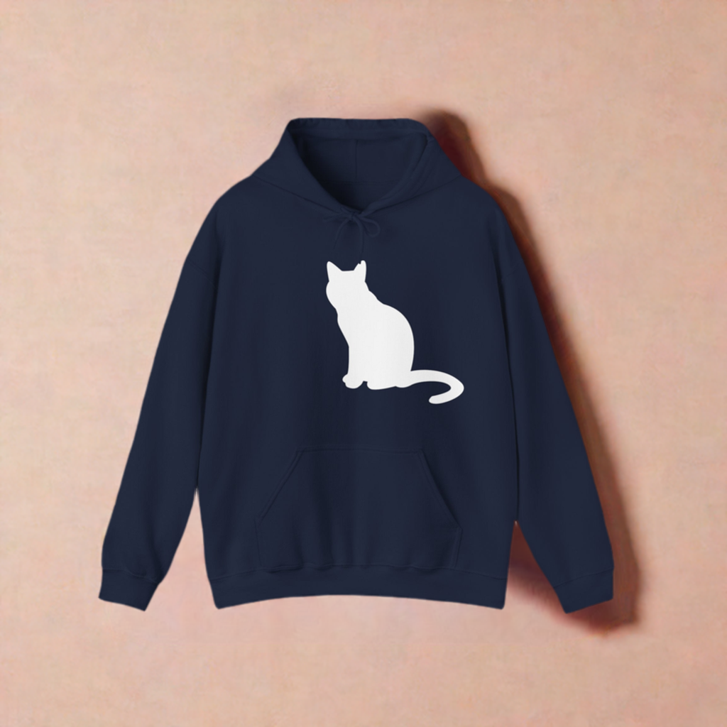 "Classic Cat Comfort: Plain White Cat Unisex Heavy Blend™ Hooded Sweatshirt - Timeless Style for Feline Enthusiasts!"